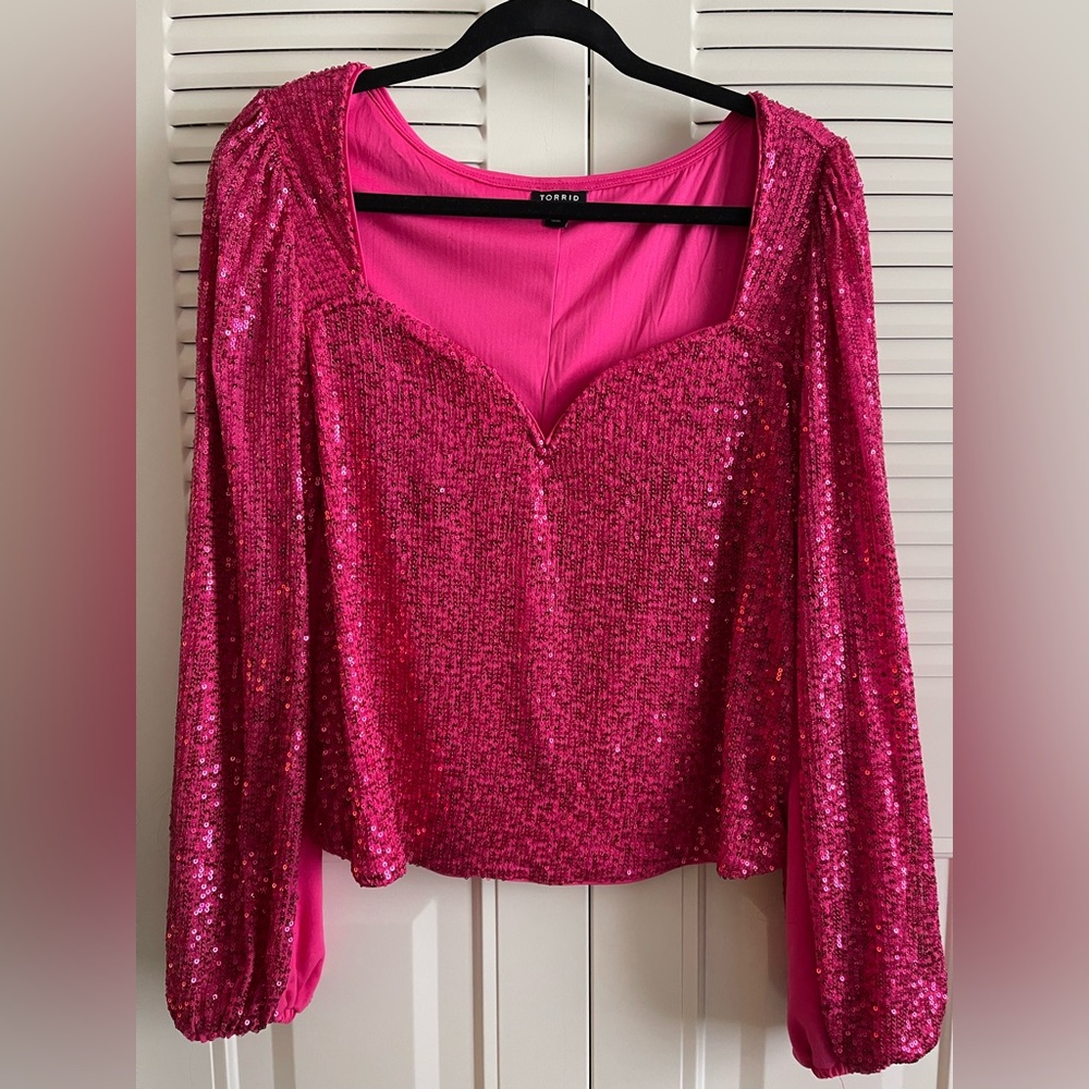 Torrid Fuchsia Sequin Blouse